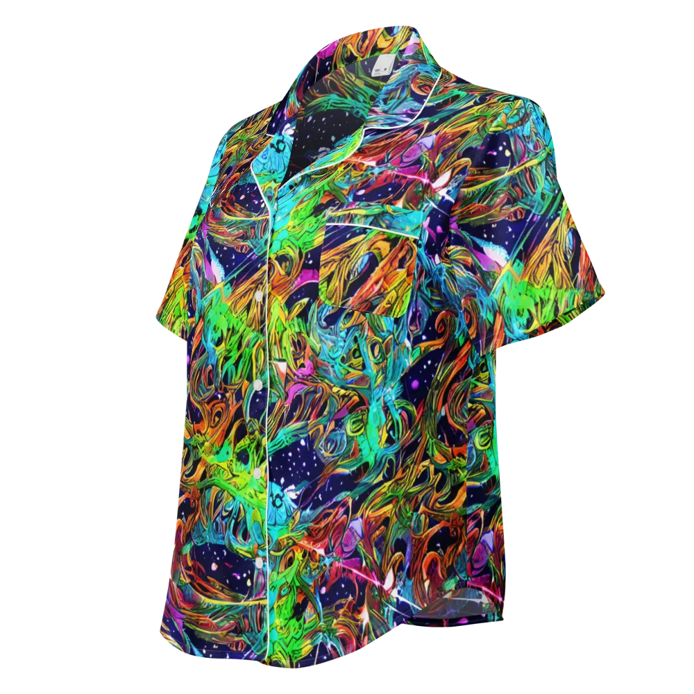 Neon Mythos on Women's Short Sleeve Pajama Top — Left Front
