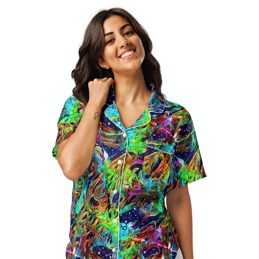 Neon Mythos on Women's Short Sleeve Pajama Top — Front