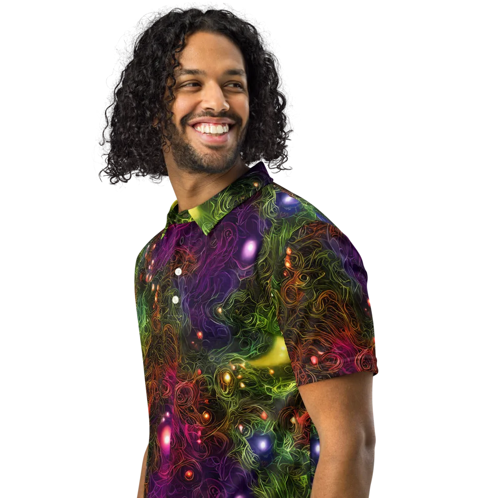 Cosmic Tendrils on Men's Slim Fit Polo Shirt — Left Front