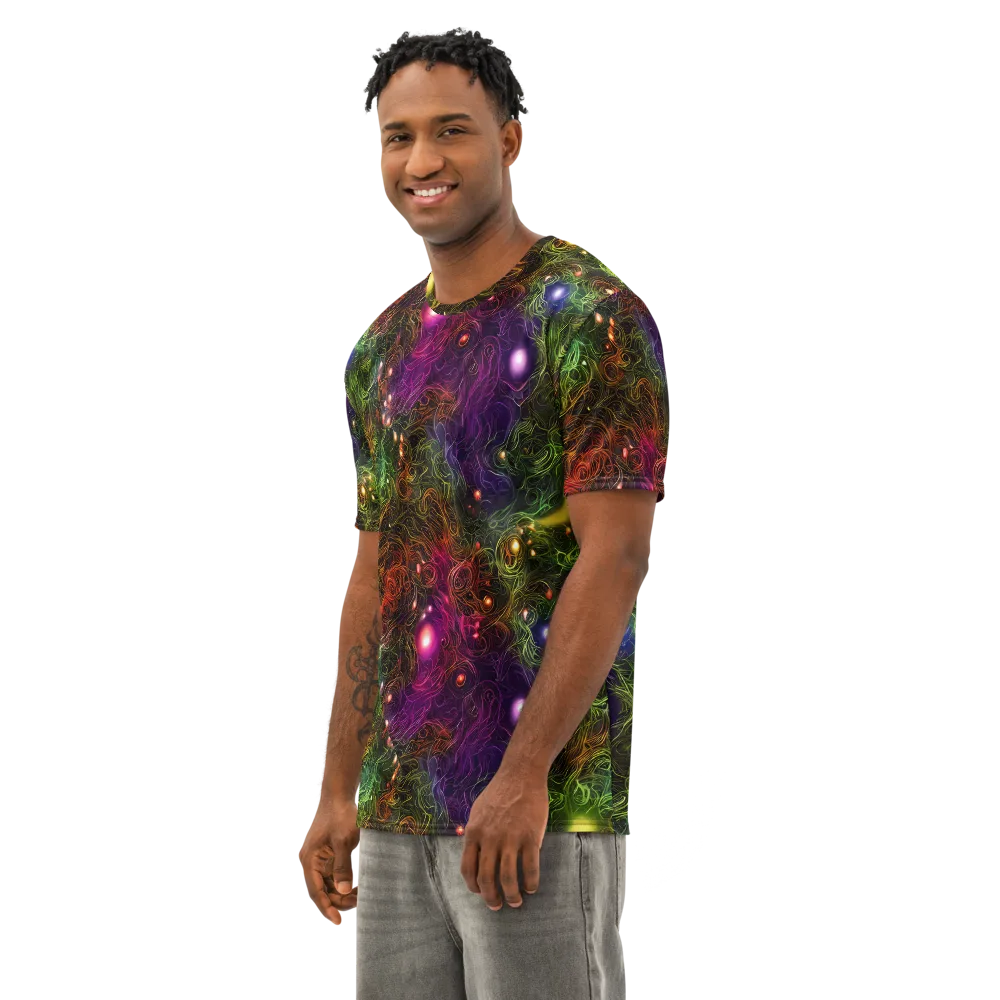 Cosmic Tendrils on Men's Cotton Crew Neck T-Shirt — Left Front