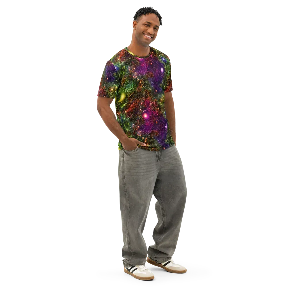 Cosmic Tendrils on Men's Cotton Crew Neck T-Shirt — Right Front