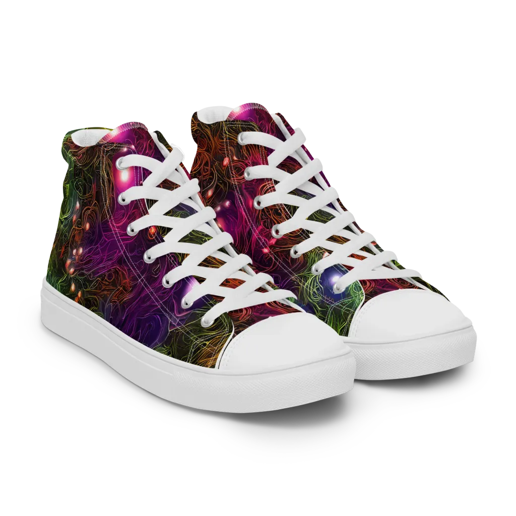 Cosmic Tendrils on Men's High Top Canvas Shoes — Right Front