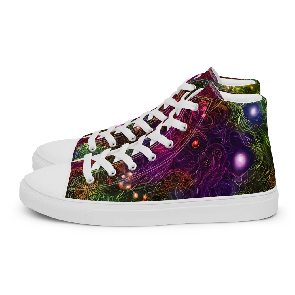 Cosmic Tendrils on Men's High Top Canvas Shoes — Left
