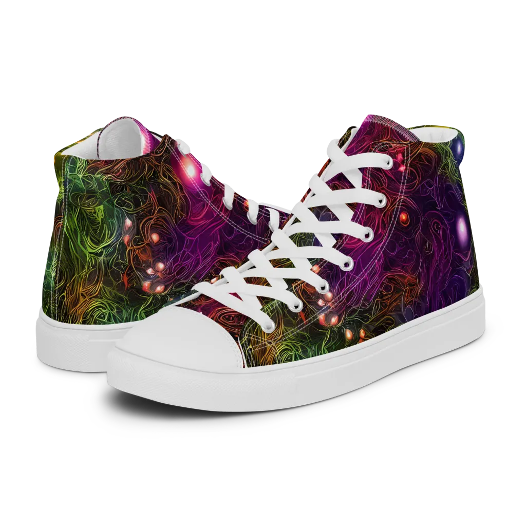 Cosmic Tendrils on Men's High Top Canvas Shoes — Left