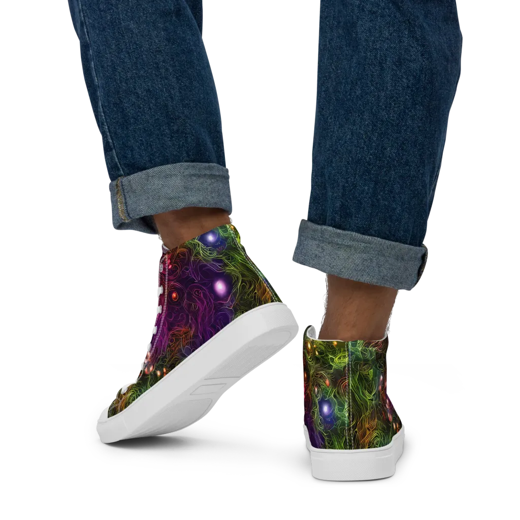 Cosmic Tendrils on Men's High Top Canvas Shoes — Back