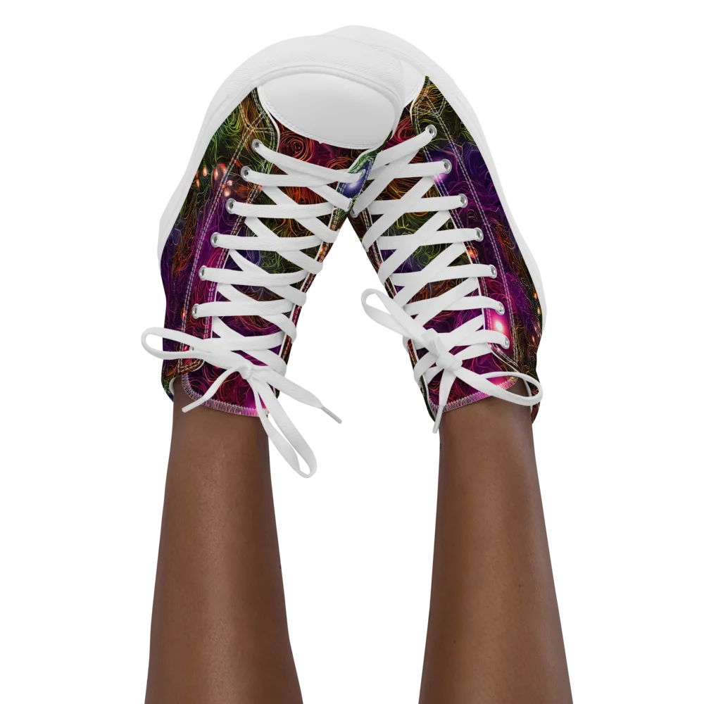 Cosmic Tendrils on Women's High Top Canvas Shoes — Front