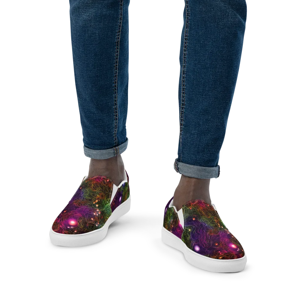 Cosmic Tendrils on Men's Slip-On Canvas Shoes — Front