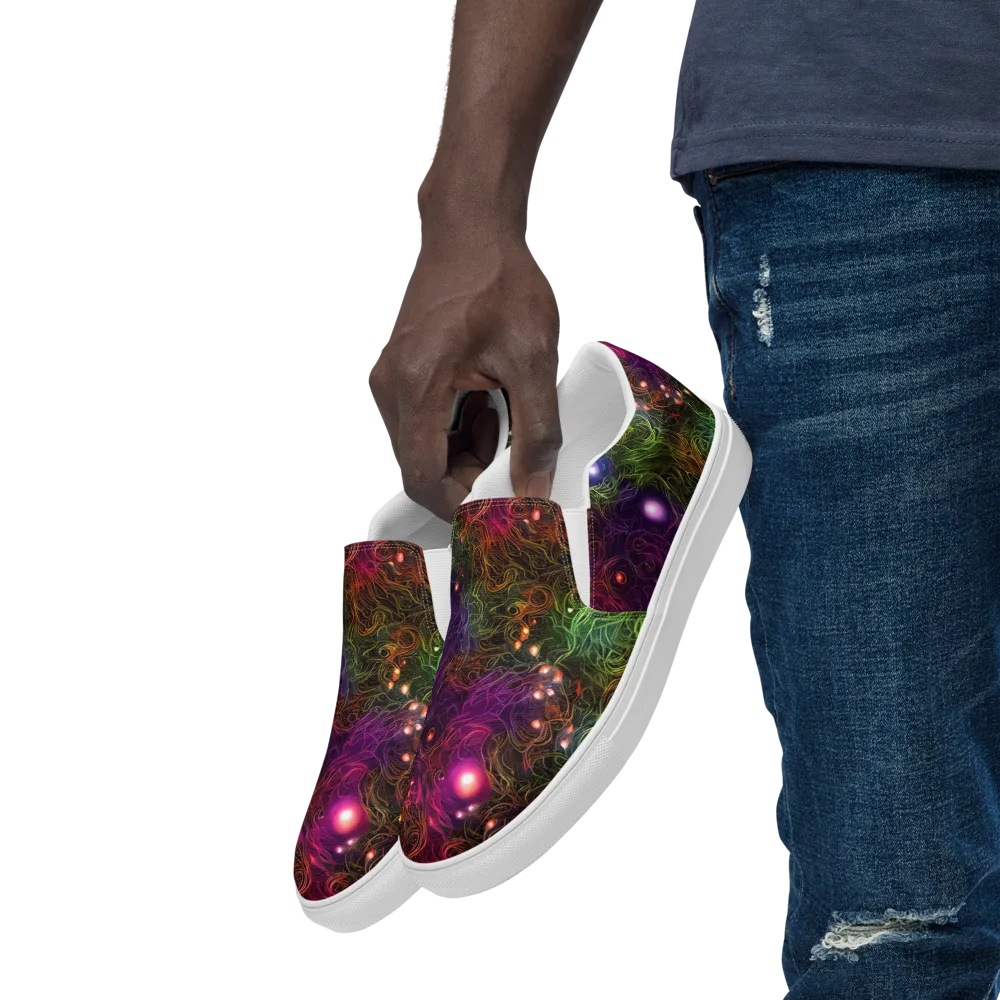 Cosmic Tendrils on Men's Slip-On Canvas Shoes — Left Front