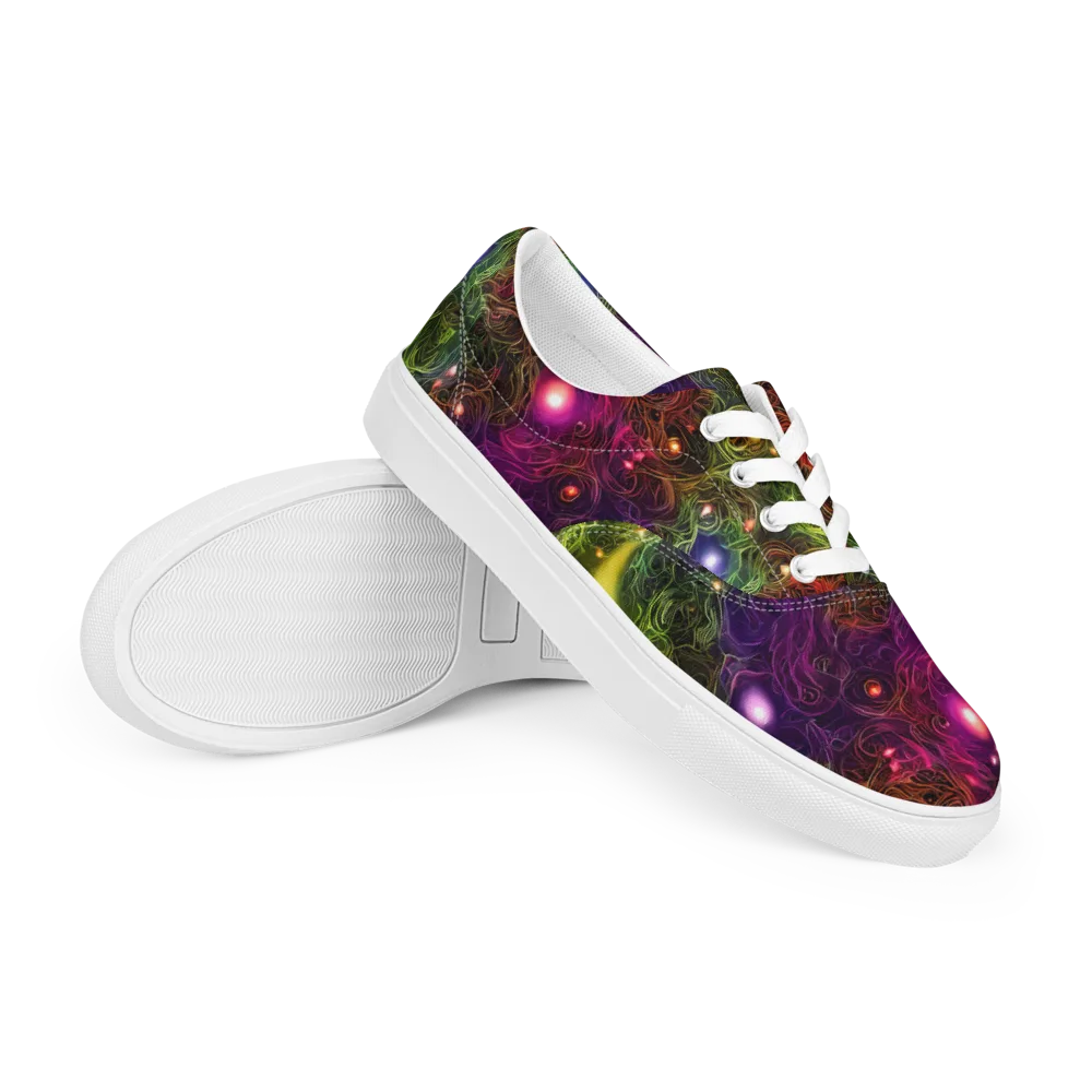 Cosmic Tendrils on Men's Lace-Up Canvas Shoes — Right Front