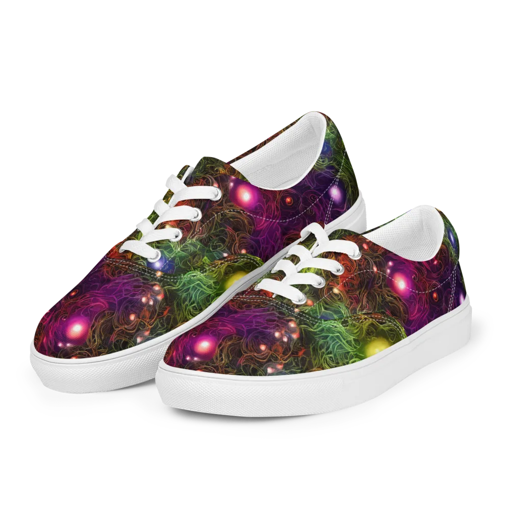Cosmic Tendrils on Men's Lace-Up Canvas Shoes — Left Front