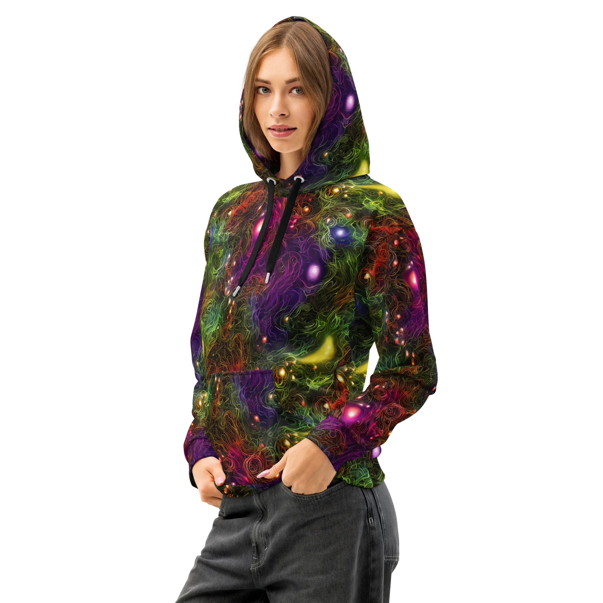 Cosmic Tendrils on Cotton Hoodie — Left Front