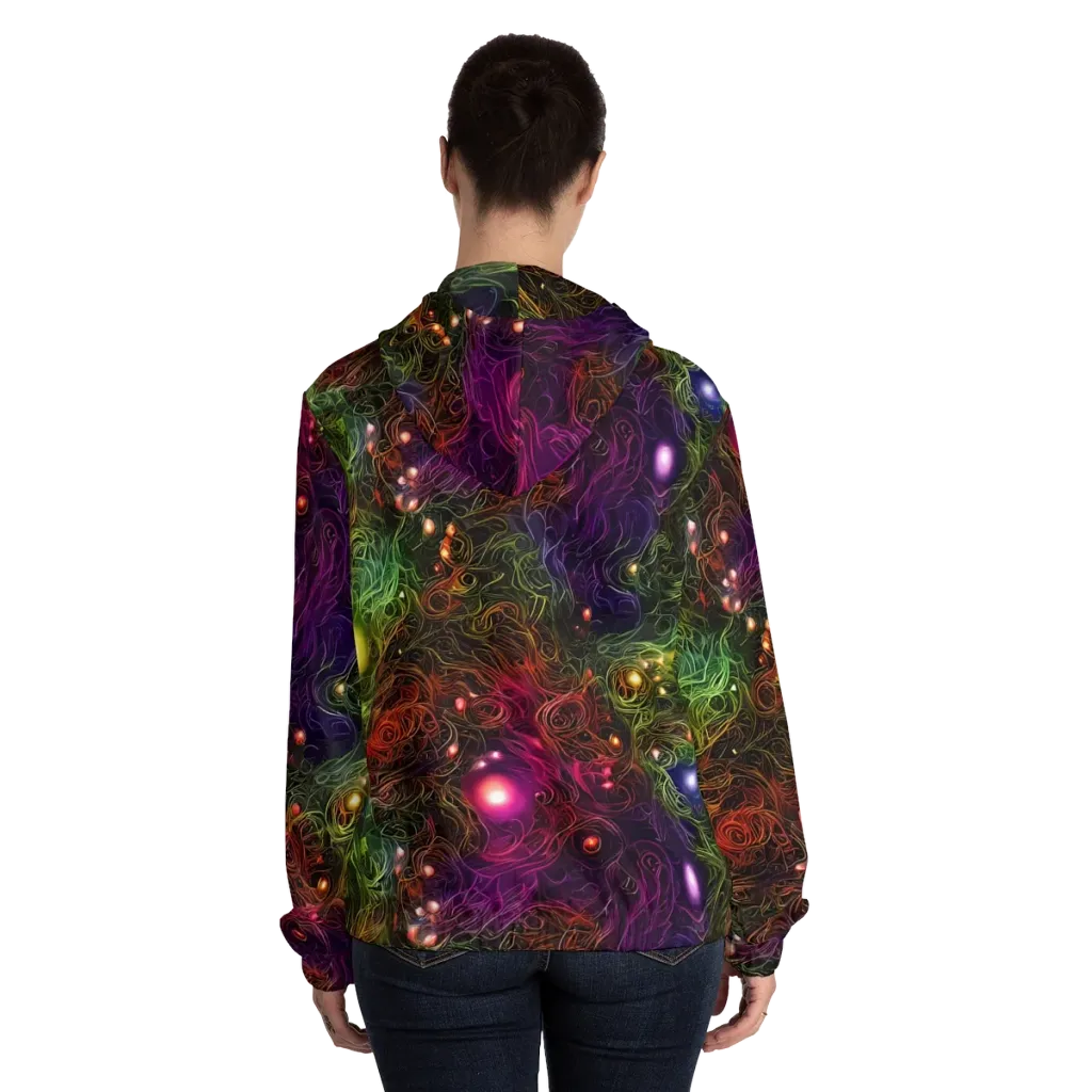 Cosmic Tendrils on Women's Full-Zip Hoodie — Back On Person