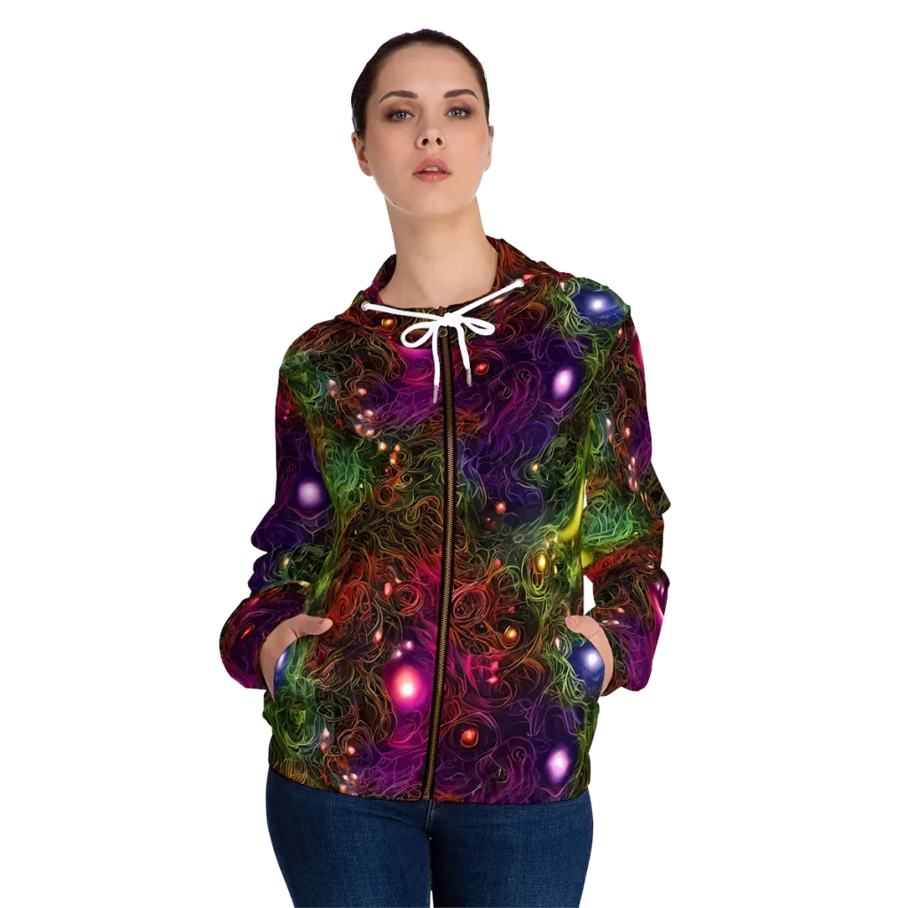 Cosmic Tendrils on Women's Full-Zip Hoodie — Front On Person
