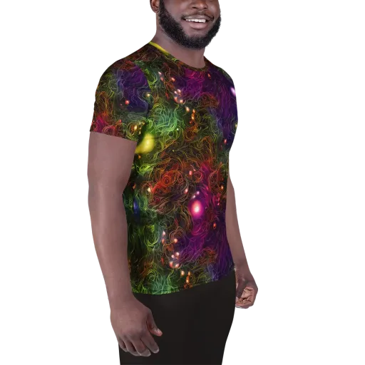 Cosmic Tendrils on a Men's Athletic T-Shirt