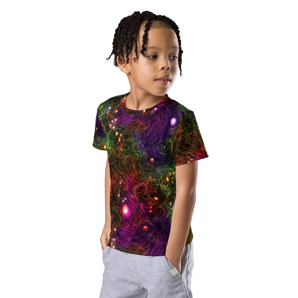 Cosmic Tendrils on Kids Crew Neck T-Shirt — Left Front