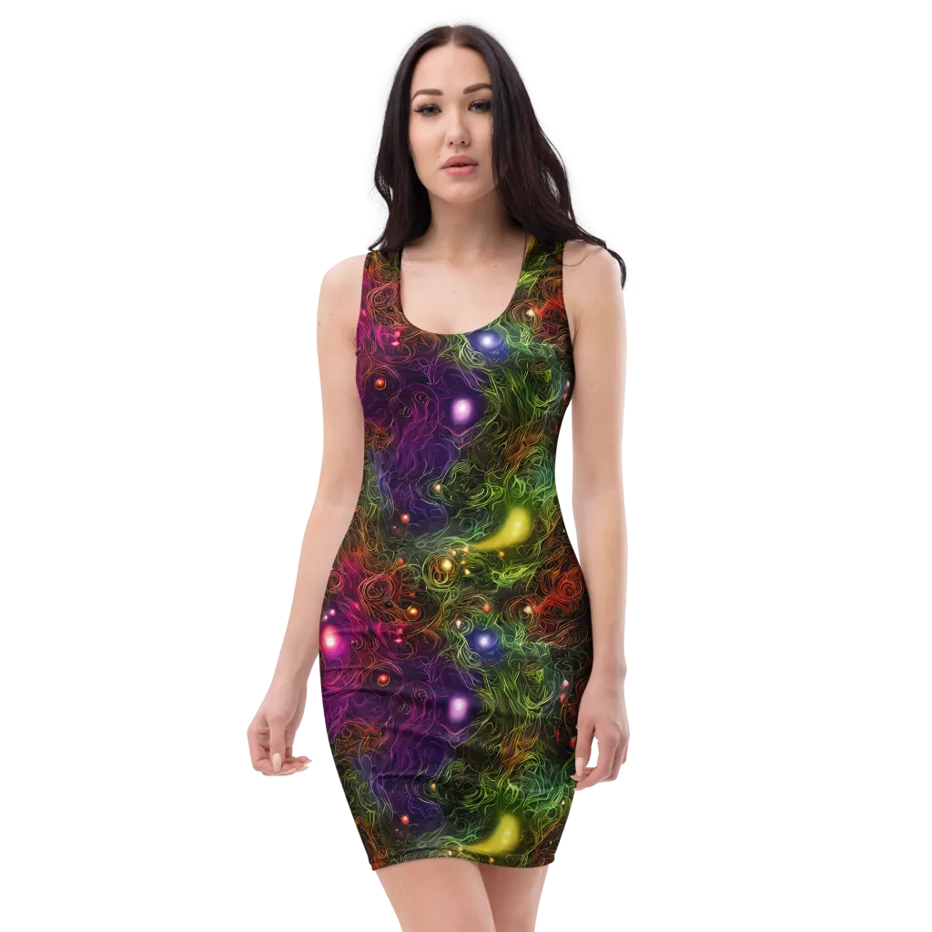 Cosmic Tendrils on Bodycon Dress — Front