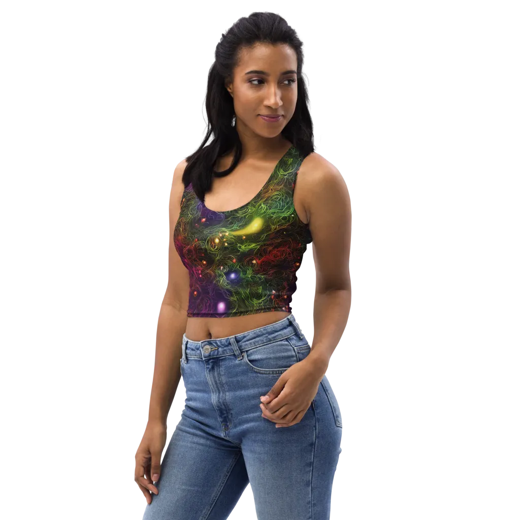 Cosmic Tendrils on Crop Top — Left Front