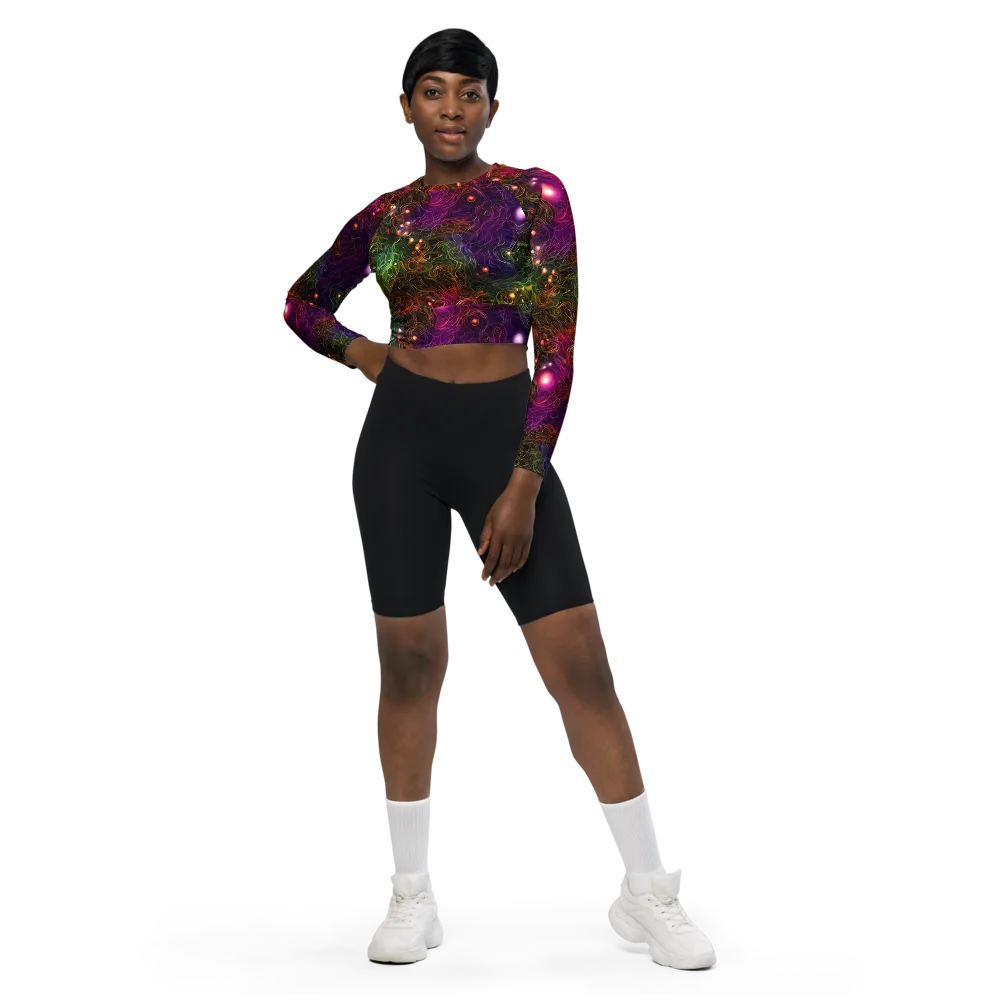 Cosmic Tendrils on Long Sleeve Crop Top — Front