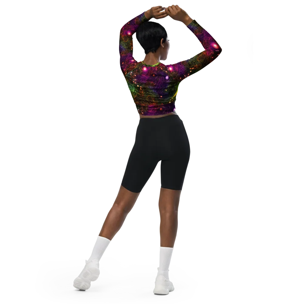 Cosmic Tendrils on Long Sleeve Crop Top — Back