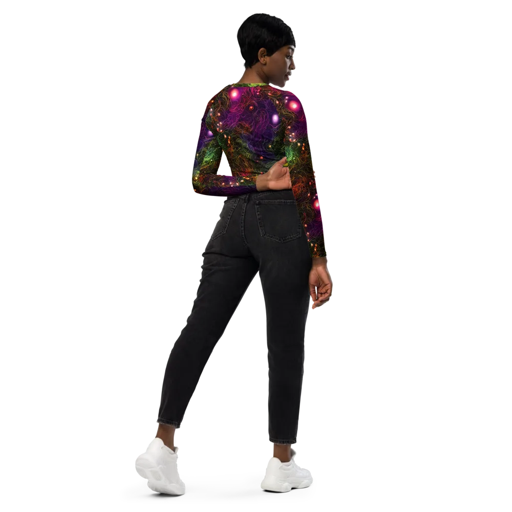 Cosmic Tendrils on Long Sleeve Crop Top — Right Back