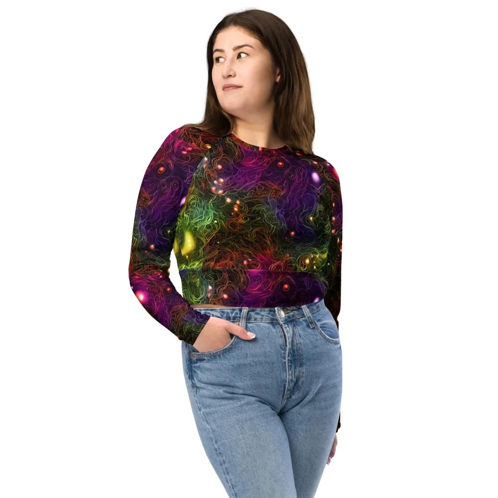 Cosmic Tendrils on Long Sleeve Crop Top — Front