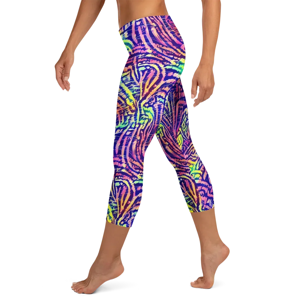 Acid Afterglow on Capri Leggings — Left