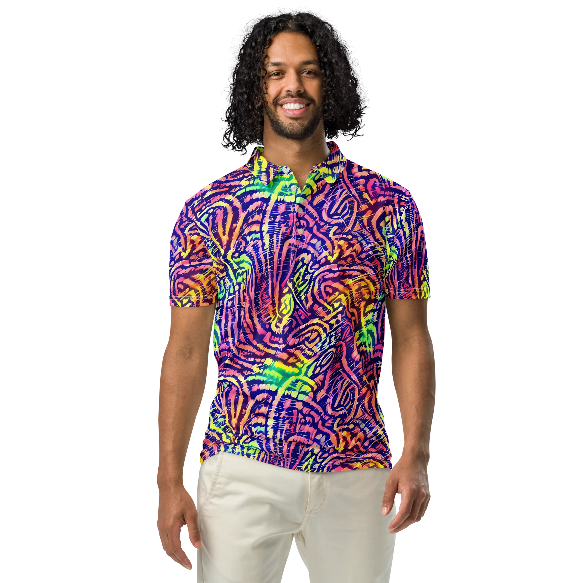 Acid Afterglow on Men's Slim Fit Polo Shirt — Front