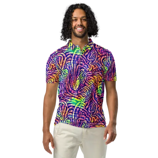 Acid Afterglow on a Men's Slim Fit Polo Shirt