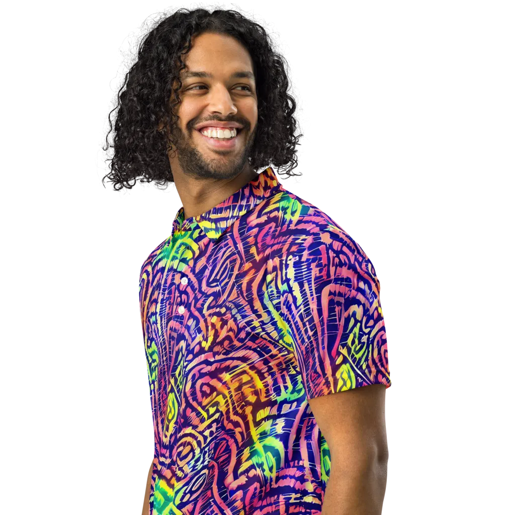 Acid Afterglow on Men's Slim Fit Polo Shirt — Left Front