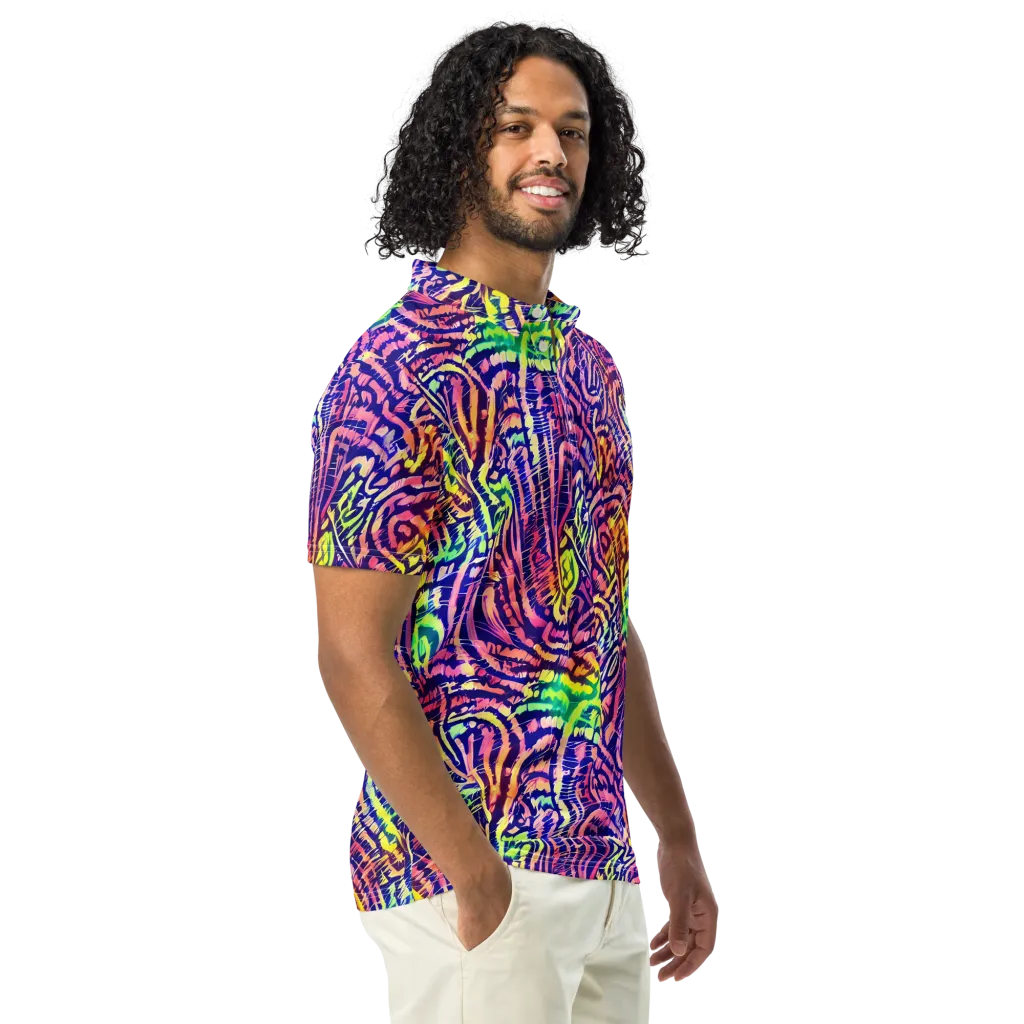 Acid Afterglow on Men's Slim Fit Polo Shirt — Right Front
