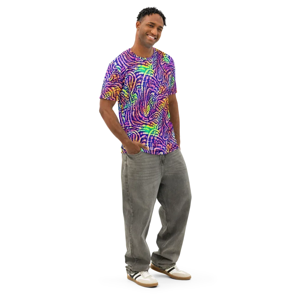 Acid Afterglow on Men's Cotton Crew Neck T-Shirt — Right Front