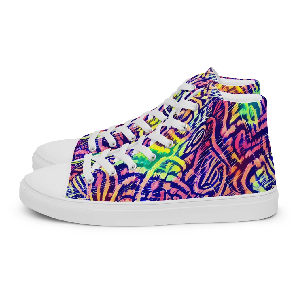 Acid Afterglow on Men's High Top Canvas Shoes — Left