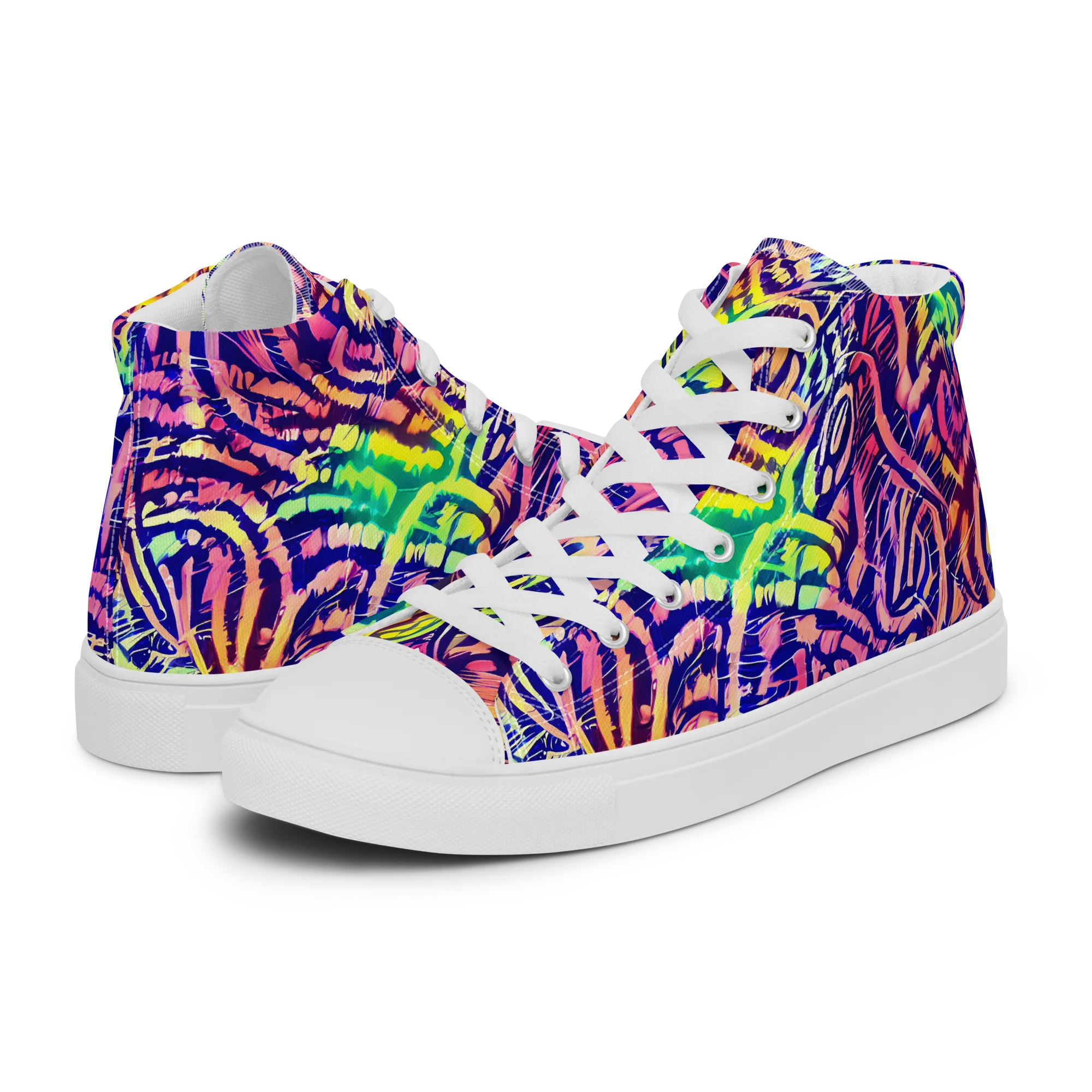 Acid Afterglow on Men's High Top Canvas Shoes — Left