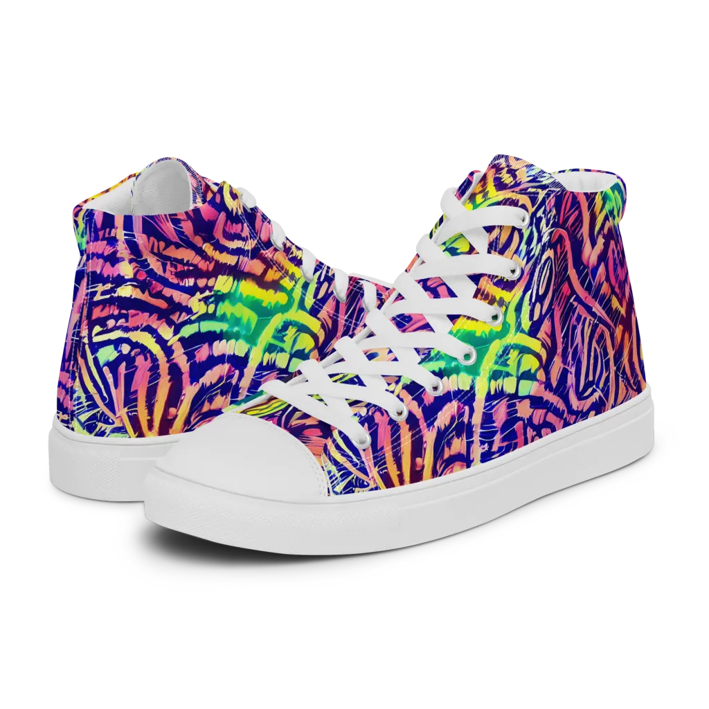 Acid Afterglow on Men's High Top Canvas Shoes — Left
