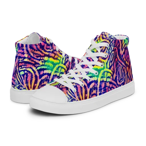 Acid Afterglow on a Men's High Top Canvas Shoes