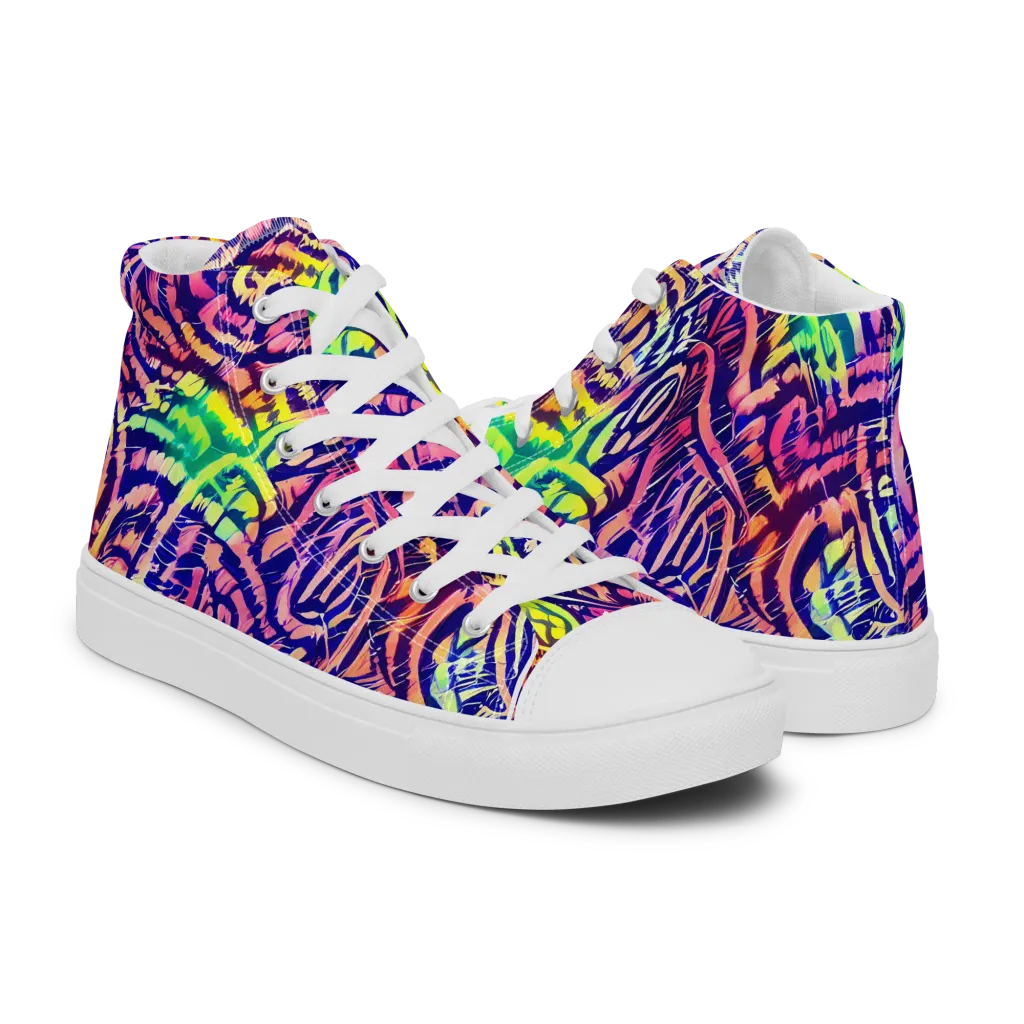 Acid Afterglow on Men's High Top Canvas Shoes — Right
