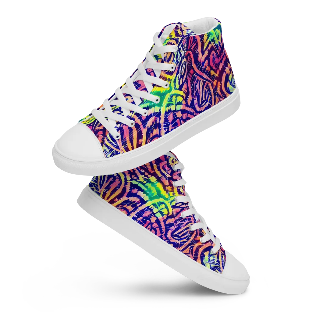 Acid Afterglow on Men's High Top Canvas Shoes — Front
