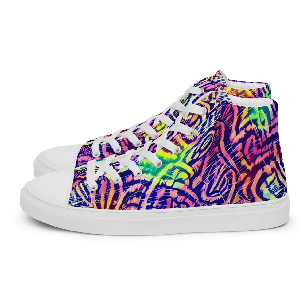 Acid Afterglow on Women's High Top Canvas Shoes — Left