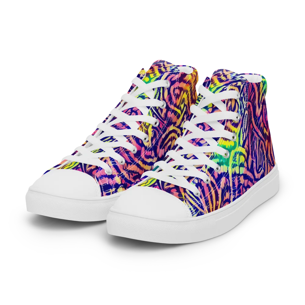 Acid Afterglow on Women's High Top Canvas Shoes — Left Front