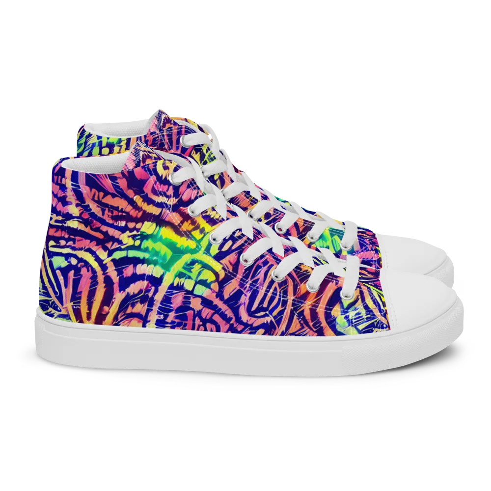 Acid Afterglow on Women's High Top Canvas Shoes — Right