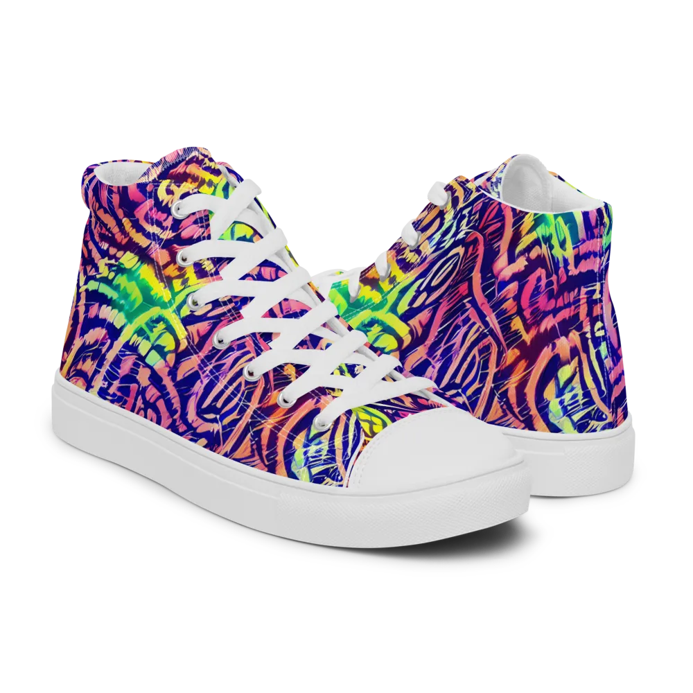 Acid Afterglow on Women's High Top Canvas Shoes — Right