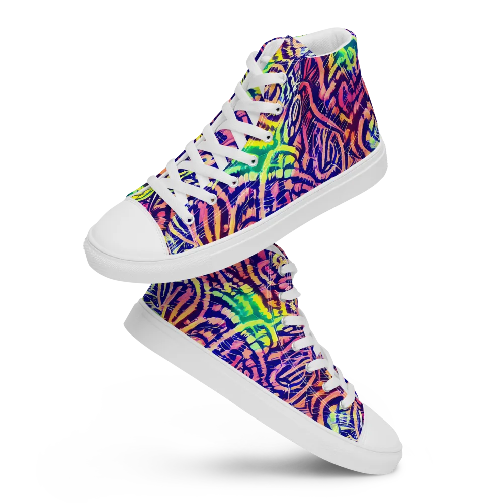 Acid Afterglow on Women's High Top Canvas Shoes — Front