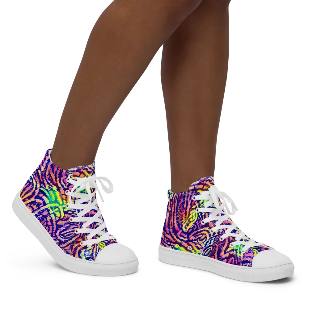 Acid Afterglow on Women's High Top Canvas Shoes — Right