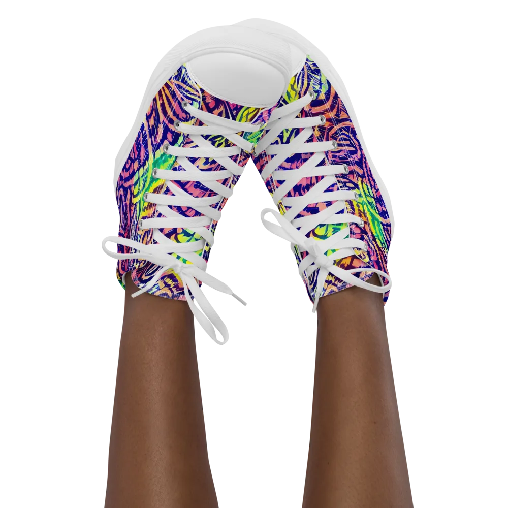 Acid Afterglow on Women's High Top Canvas Shoes — Front