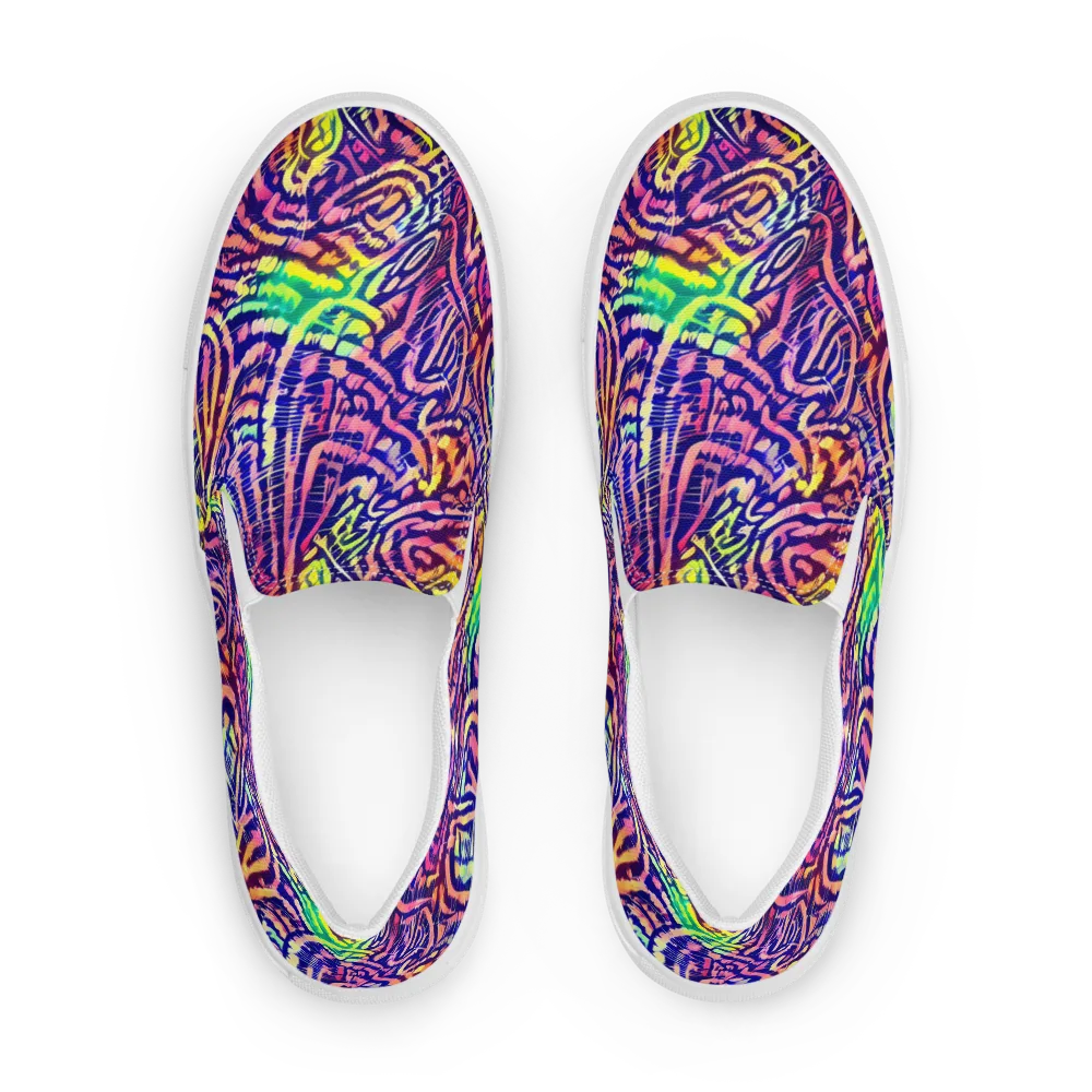 Acid Afterglow on Men's Slip-On Canvas Shoes — Front