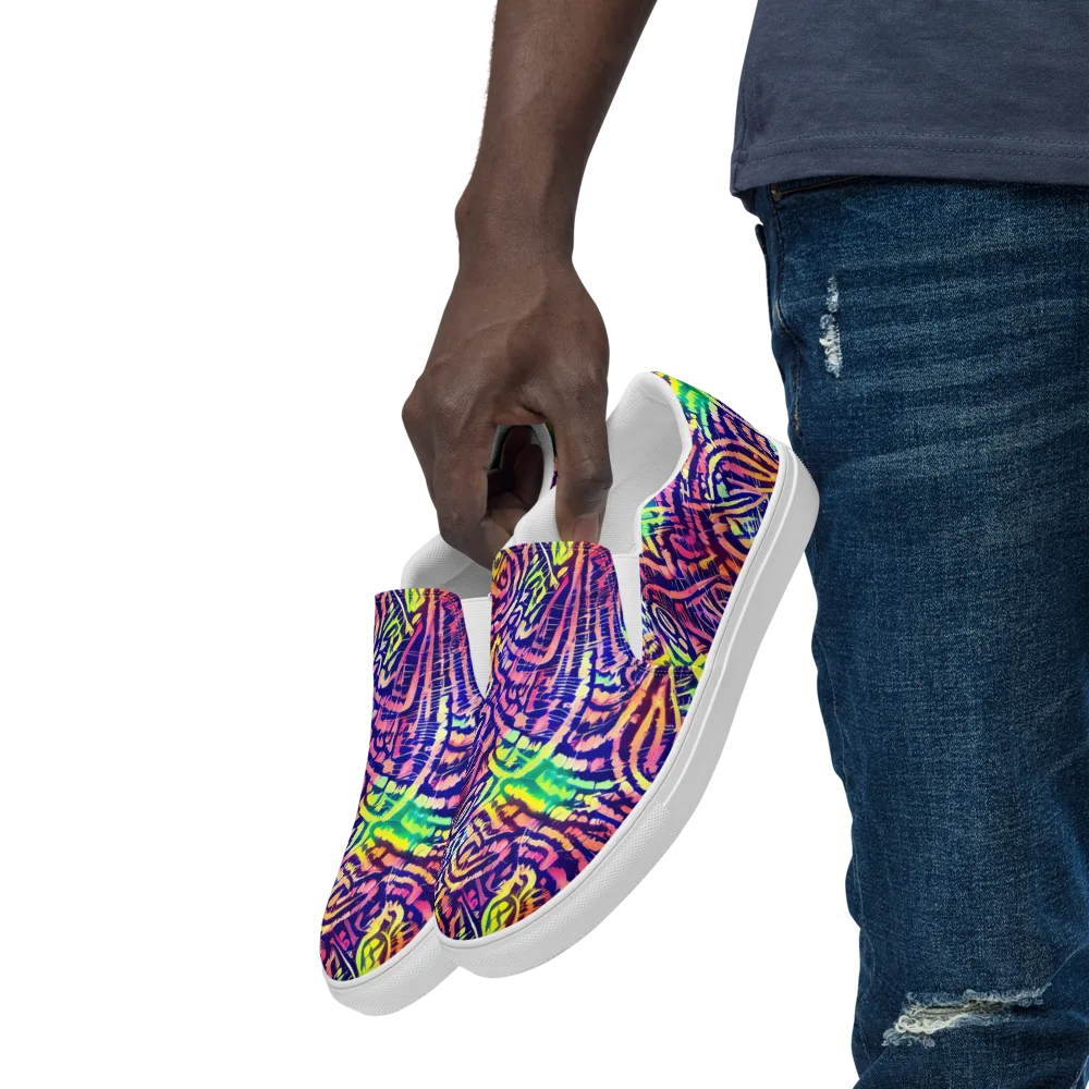 Acid Afterglow on Men's Slip-On Canvas Shoes — Left Front