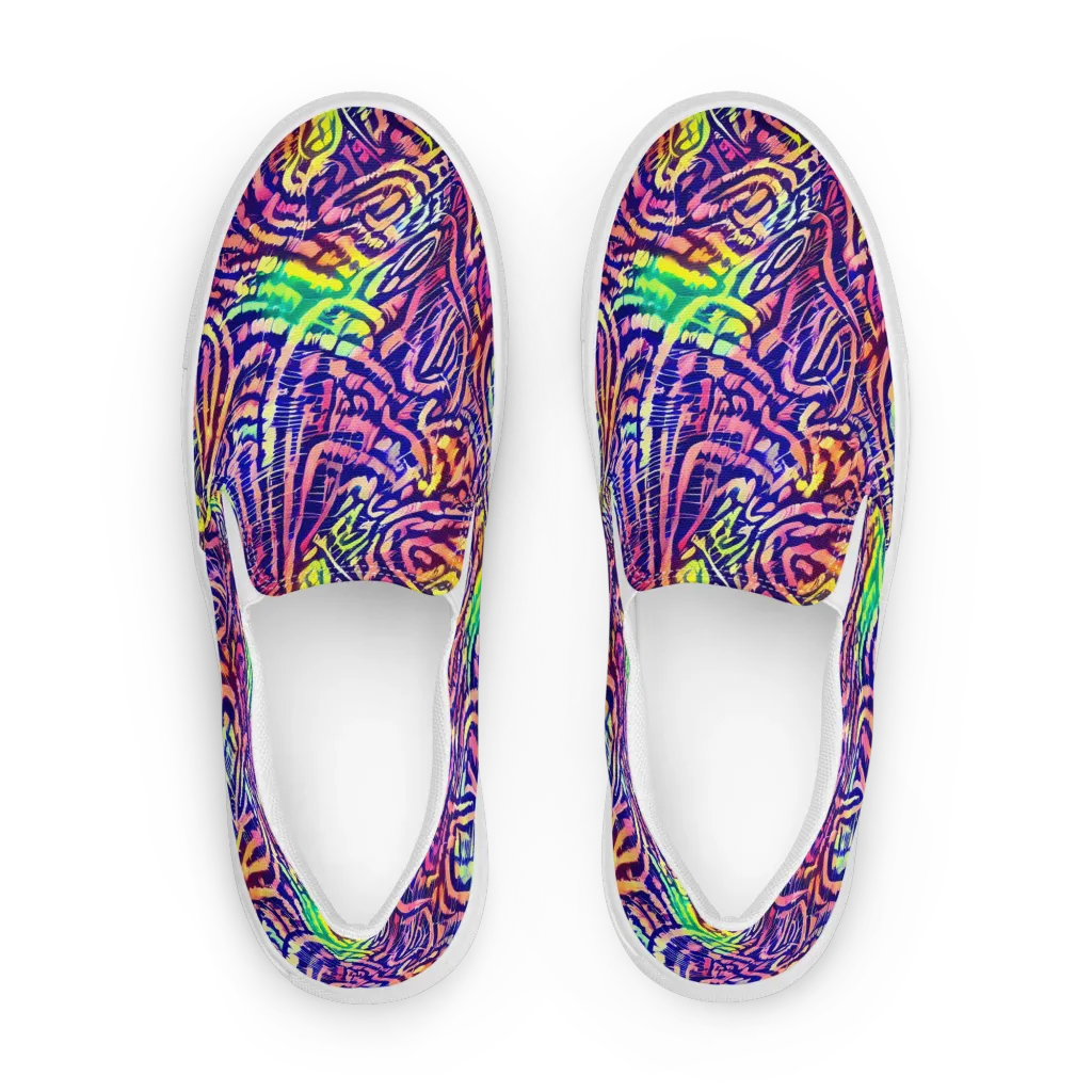 Acid Afterglow on Women's Slip-On Canvas Shoes — Front
