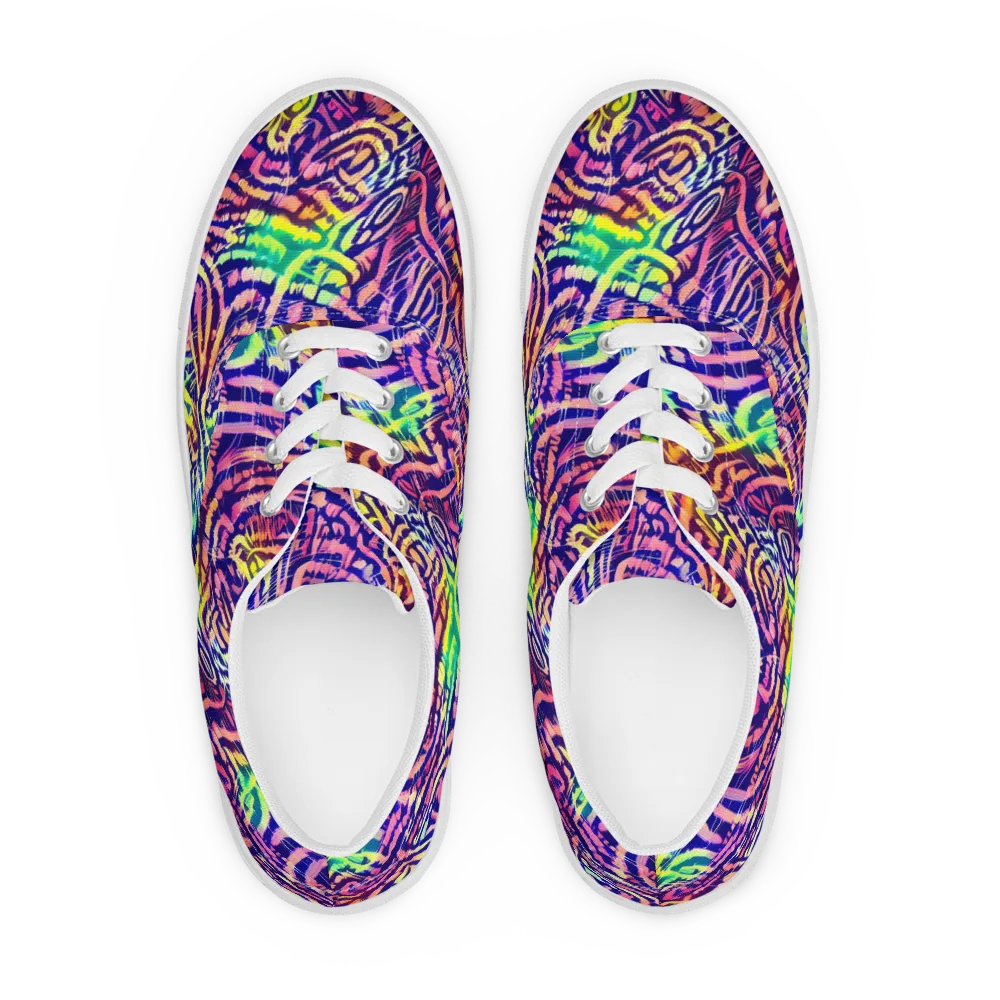 Acid Afterglow on Men's Lace-Up Canvas Shoes — Front