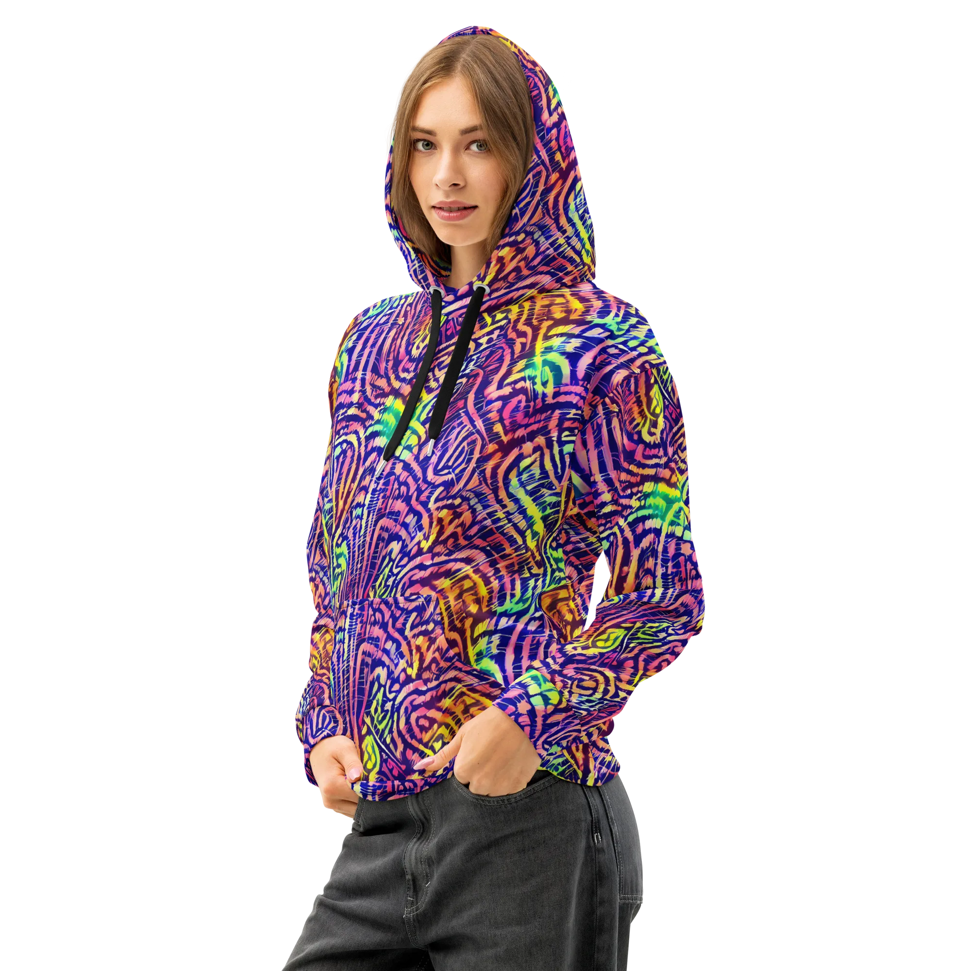 Acid Afterglow on Cotton Hoodie — Left Front