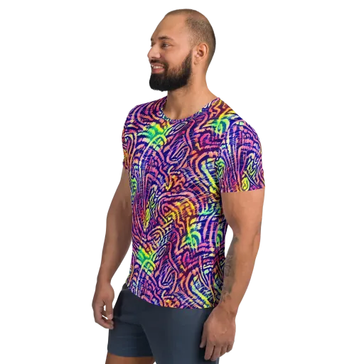 Acid Afterglow on a Men's Athletic T-Shirt